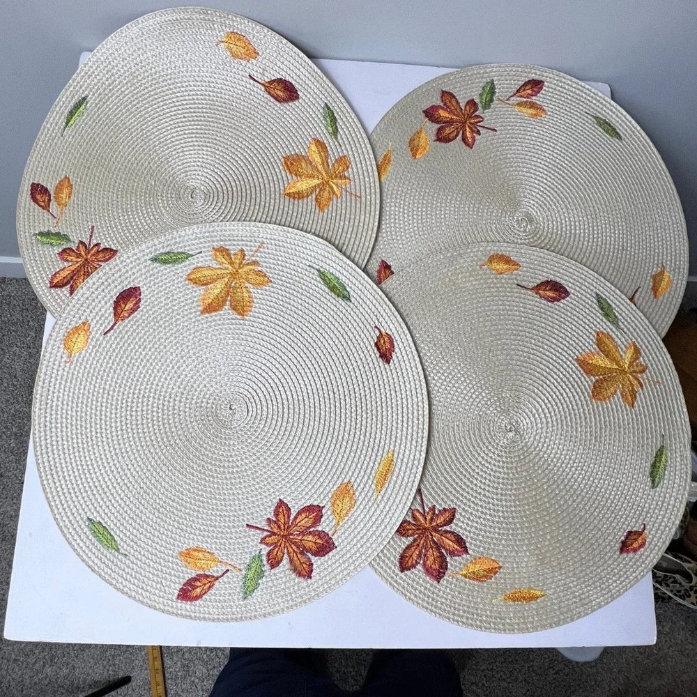Embroidered Fall Harvest Placemats Set of 4 15